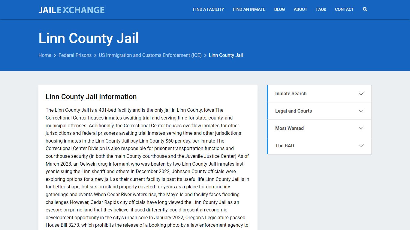 Federal Inmate Search - Linn County Jail - Jail Exchange